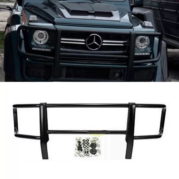  - Mercedes-Benz - Beschermkap voorbumper roestvrij staal zwart voor Mercedes-Benz G-Wagon W463 - 1 - Bescherm je Mercedes W463 