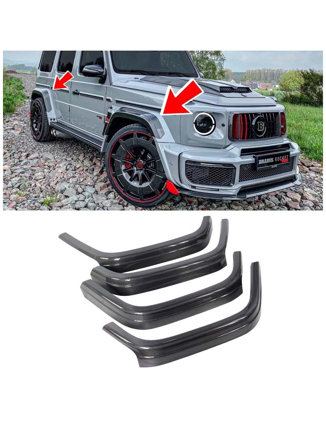 Parafanghi in fibra di carbonio estensioni coperture Brabus G900 Rocket Mercedes Classe G W463A Mercedes Benz, G Class W463A, Bo