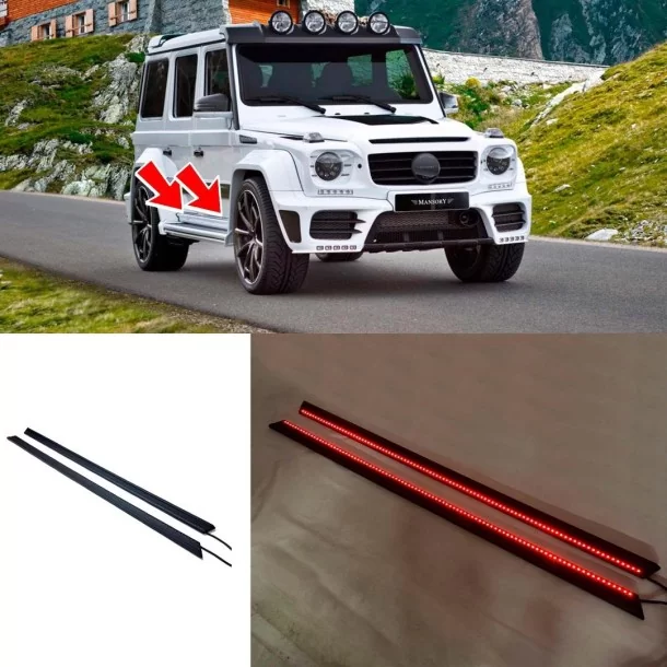  - Mercedes Benz - Fibre de verre Mansory moulures d'entrée inférieures garnitures et lumières LED Mercedes W463 Classe G - 1 - 