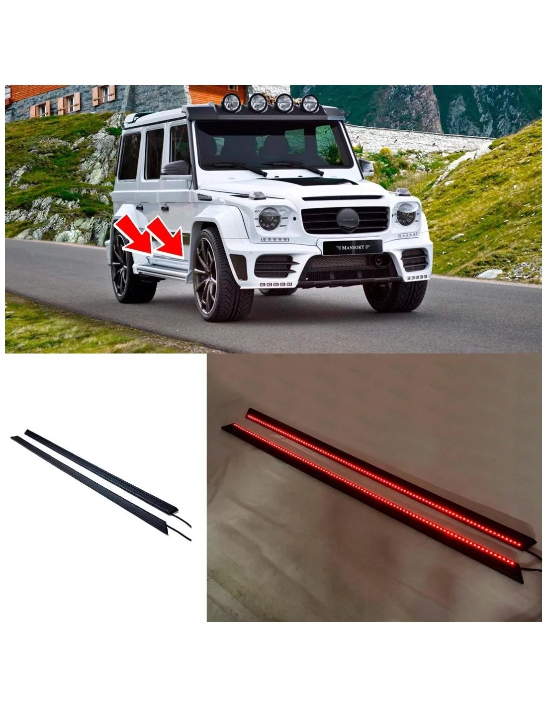 - Mercedes-Benz - Glasfiber Mansory nedre ingångslister trim & LED-lampor Mercedes W463 G-Klass - 1 - Förhöj din Mercedes W463   - Mercedes-Benz - Glasfiber Mansory nedre ingångslister trim & LED-lampor Mercedes W463 G-Klass - 1 - Förhöj din Mercedes W463