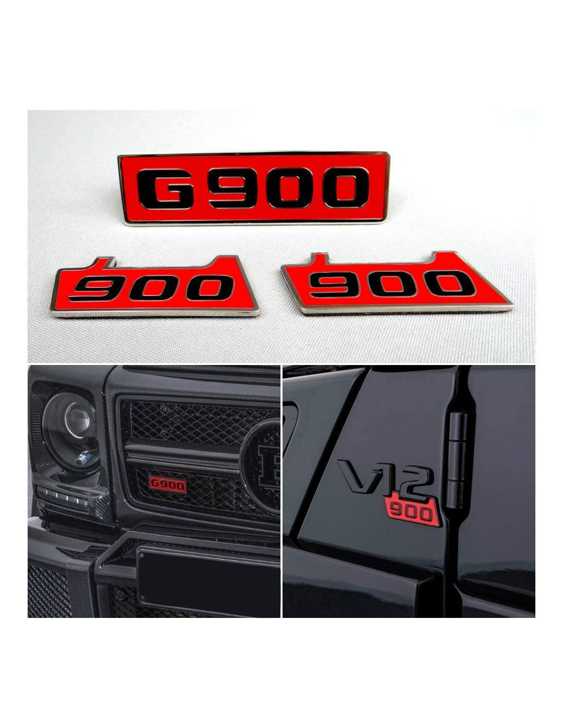  - logo & Emblems - Brabus G900 metálico estilo guardabarros emblema logotipo insignias para Mercedes-Benz W463 Clase G 3pcs - 1