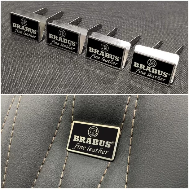  - logo & Emblems - Juego de insignias de asiento de cuero fino metalizado Brabus negro para Mercedes-Benz Clase G W463 - 1 - El