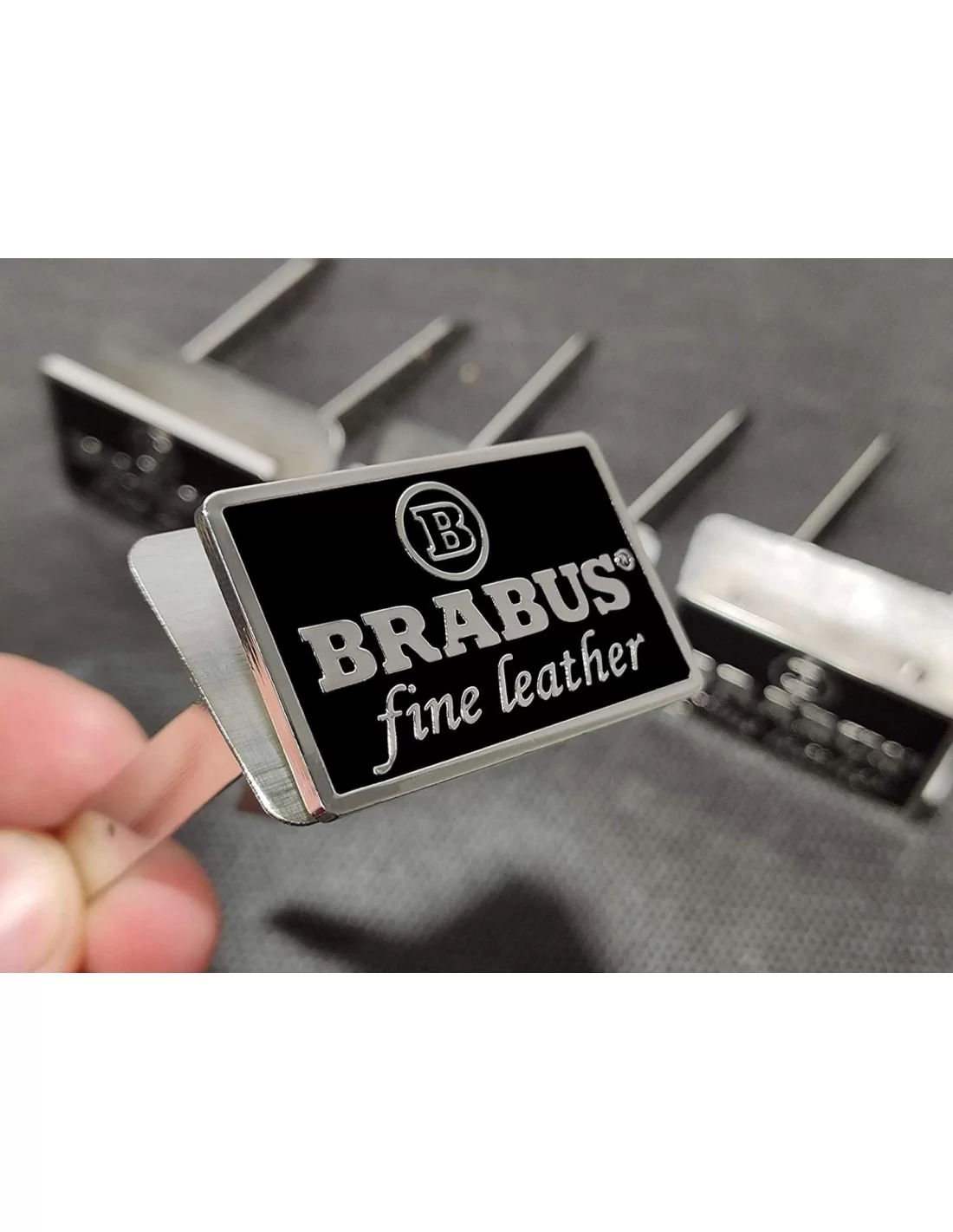 - Logos & Emblems - Metallic Brabus fine leather seat badges set black for Mercedes-Benz W463 G-Class - 3 - Elevate your Merced - Logos & Emblems - Metallic Brabus fine leather seat badges set black for Mercedes-Benz W463 G-Class - 3 - Elevate your Merced