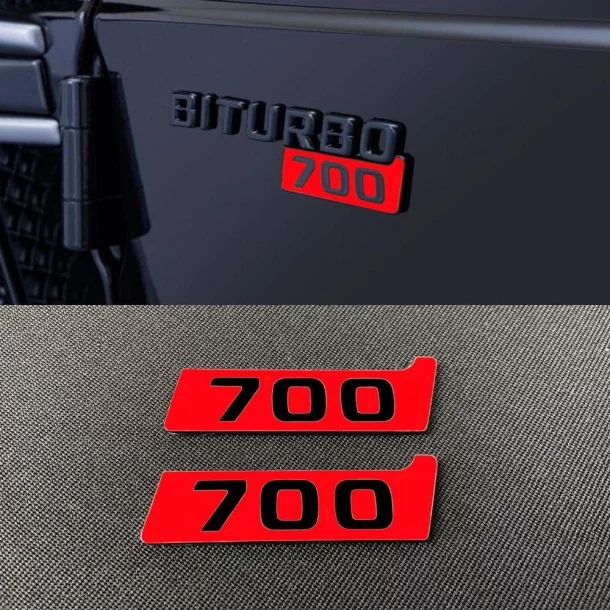  - logo & Emblems - Metallic Brabus Biturbo 700 rot Kotflügel-Emblem Logo-Plaketten für Mercedes-Benz W463 G-Klasse - 1 - Verede