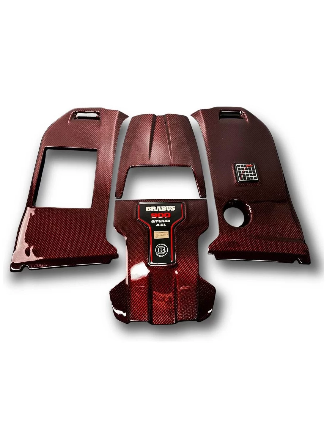 Conjunto de emblemas e cobertura do motor em fibra de carbono RED Brabus ROCKET 900 AMG Mercedes W463A W464 G-Wagon Mercedes-Ben Conjunto de emblemas e cobertura do motor em fibra de carbono RED Brabus ROCKET 900 AMG Mercedes W463A W464 G-Wagon Mercedes-Ben
