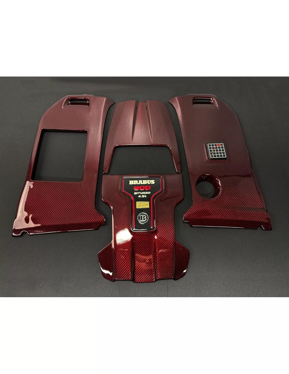 Conjunto de emblemas e cobertura do motor em fibra de carbono RED Brabus ROCKET 900 AMG Mercedes W463A W464 G-Wagon Mercedes-Ben Conjunto de emblemas e cobertura do motor em fibra de carbono RED Brabus ROCKET 900 AMG Mercedes W463A W464 G-Wagon Mercedes-Ben
