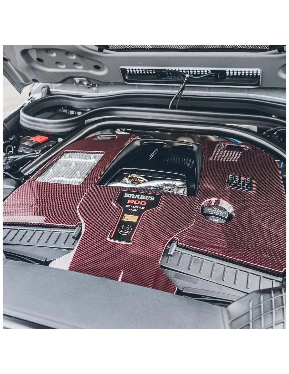 Carbon fiber RED Brabus ROCKET 900 engine cover & badges set AMG Mercedes W463A W464 G-Wagon Mercedes-Benz, Mercedes-Benz G-Clas Carbon fiber RED Brabus ROCKET 900 engine cover & badges set AMG Mercedes W463A W464 G-Wagon Mercedes-Benz, Mercedes-Benz G-Clas