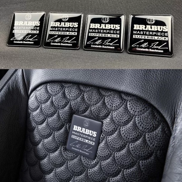  - logo & Emblems - Metallic Brabus Masterpiece Superblack Sitze Emblem Abzeichen Logo-Set für Mercedes-Benz W463A G-Klasse - 1 