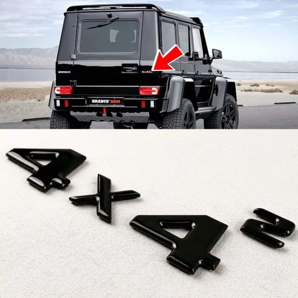  - Logos & Emblems - 黑色 4x4 方形徽章行李箱徽标金属贴纸 4pcs for Mercedes G Wagon W463 4x4 - 1 - 购买适用于梅赛德斯 W463 4x4 的黑色金属 4x4 方形徽章后备箱徽。这款时尚的徽章