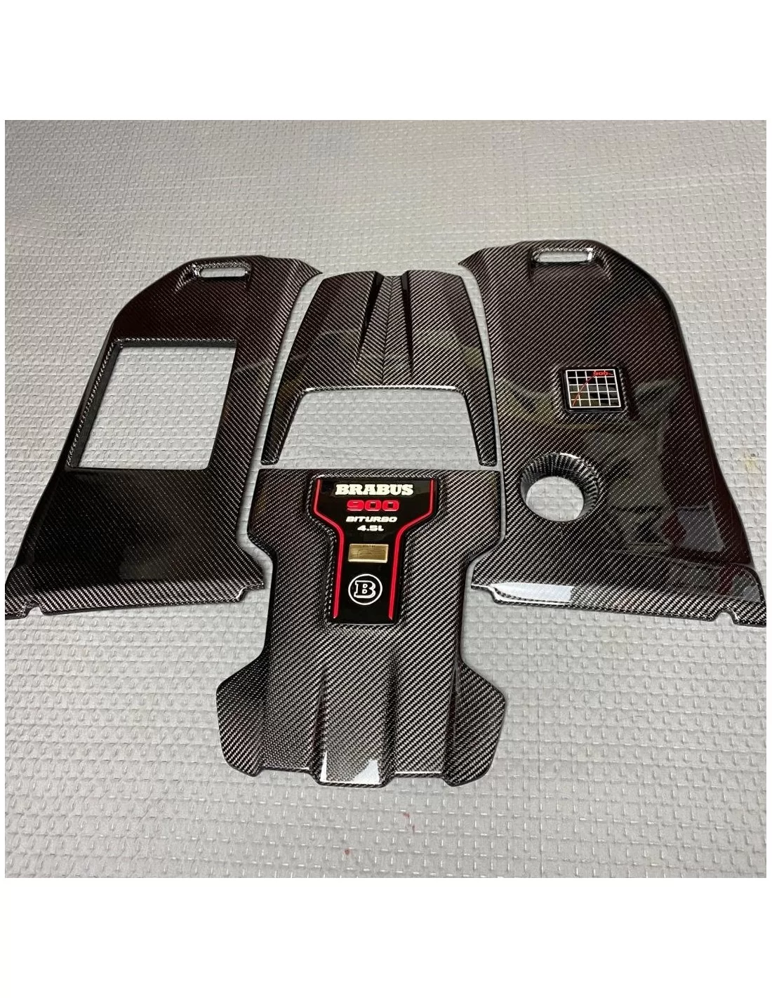  - Mercedes-Benz - Carbon fiber GRAY Brabus ROCKET 900 engine cover & badges set AMG Mercedes W463A W464 G-Wagon - 2 - Enhance y