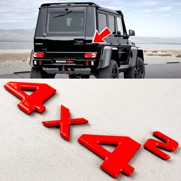  - logo & Emblems - Czerwony emblemat bagażnika 4x4 4szt do Mercedes G Wagon W463 4x4 - 1 - Kup czerwony zestaw emblematów bagaż