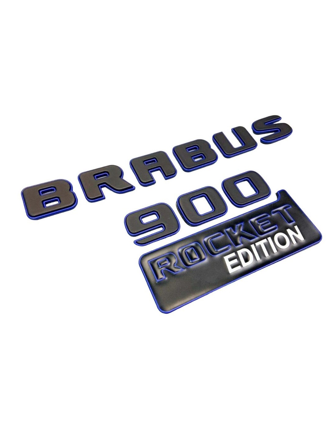  - Logos & Emblems - Conjunto de emblemas metálicos da edição azul Brabus 900 ROCKET para Mercedes-Benz Classe G W463A W464 - 1 