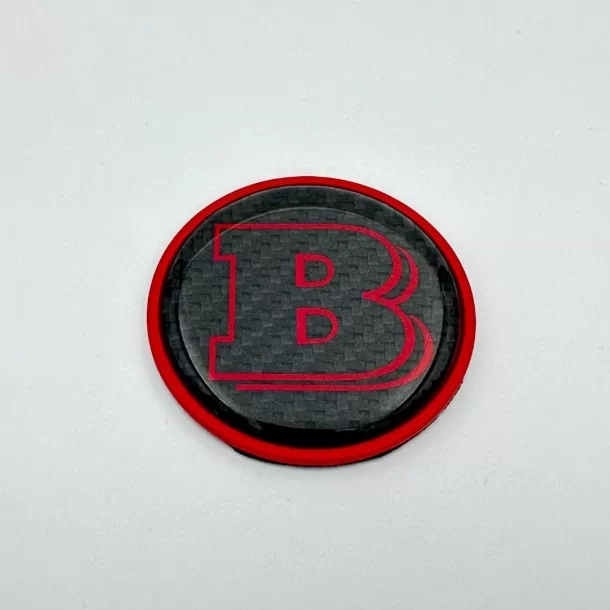  - Logos & Emblems - 2-component red metallic carbon Brabus logo emblem hood scoop Mercedes W463A W464 - 1 - Buy the 2-component