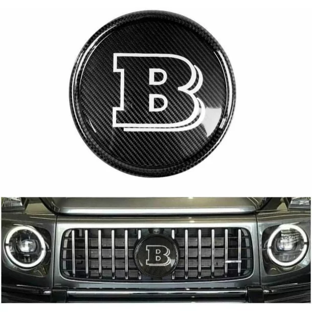  - Logos & Emblems - 灰色碳纤维 Brabus 前格栅徽章，适用于梅赛德斯-奔驰 G 级旅行车 W463A W464 - 1 - 购买适用于梅赛德斯-奔驰 W463A 的碳纤维灰色 Brabus 前格栅徽章。这款时尚的徽章可提升您车辆的