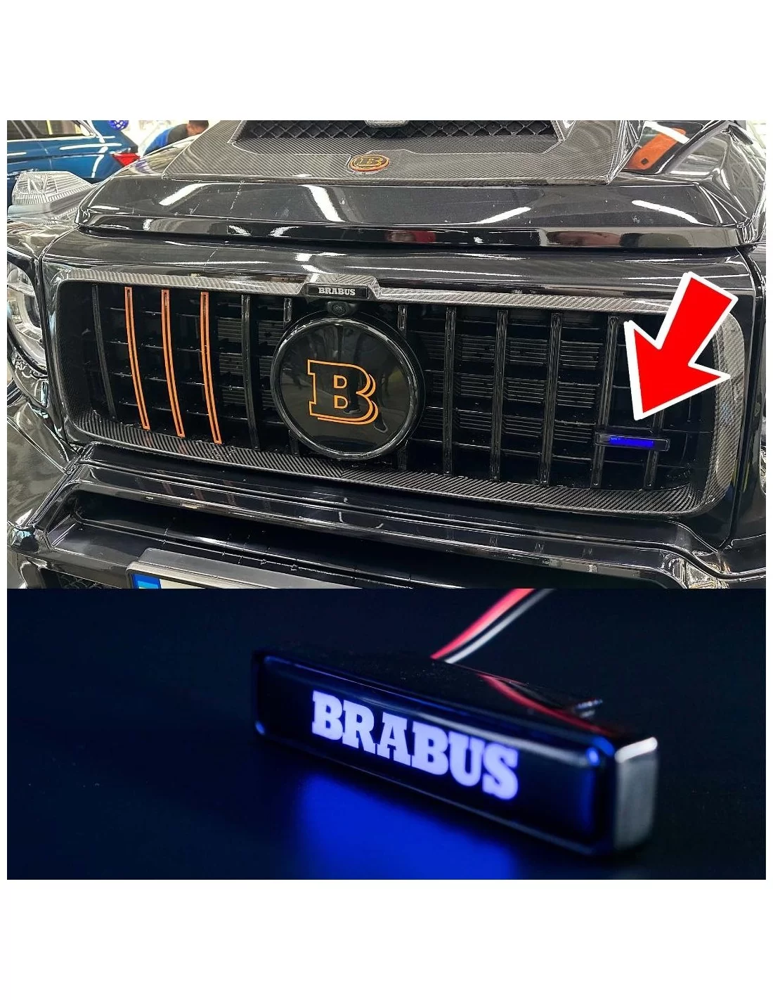  - logo & Emblems - Kratka LED Brabus NIEBIESKI emblemat logo dla Mercedes-Benz W463A W464 G-Class - 1 - Ulepsz swój Mercedes-Be