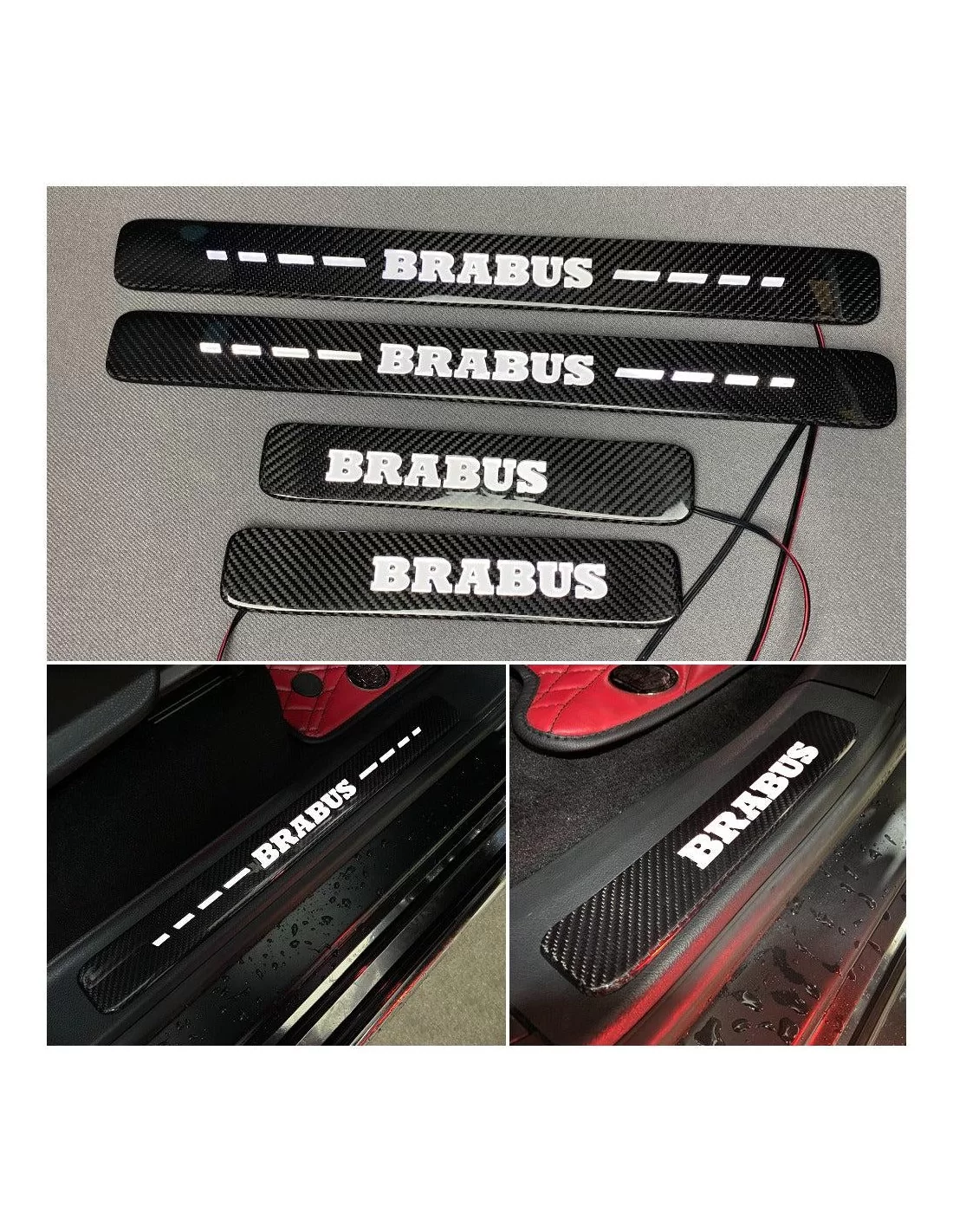  - Mercedes-Benz - 用于梅赛德斯-奔驰 W463A W464 G 级轿车的碳纤维 Brabus LED 白色发光门踏板 4 件 - 1 - Brabus LED 白色碳纤维发光门踏板为您的奔驰 W463A W464 增光添彩，尽显豪华与时