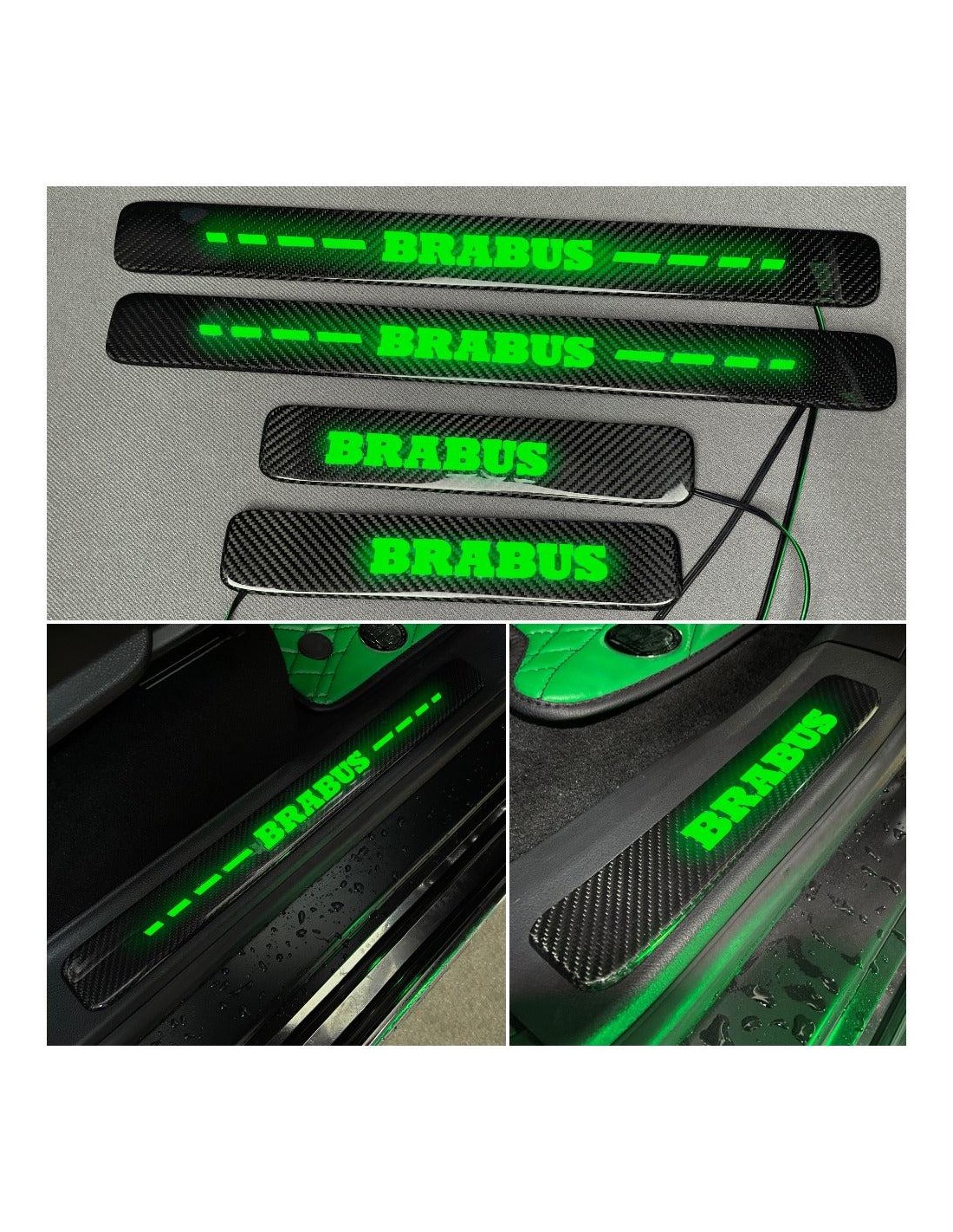 - Mercedes Benz - Podświetlane progi drzwi Brabus LED GREEN z włókna węglowego 4 szt. dla Mercedes-Benz W463A W464 G-Class - 1   - Mercedes Benz - Podświetlane progi drzwi Brabus LED GREEN z włókna węglowego 4 szt. dla Mercedes-Benz W463A W464 G-Class - 1