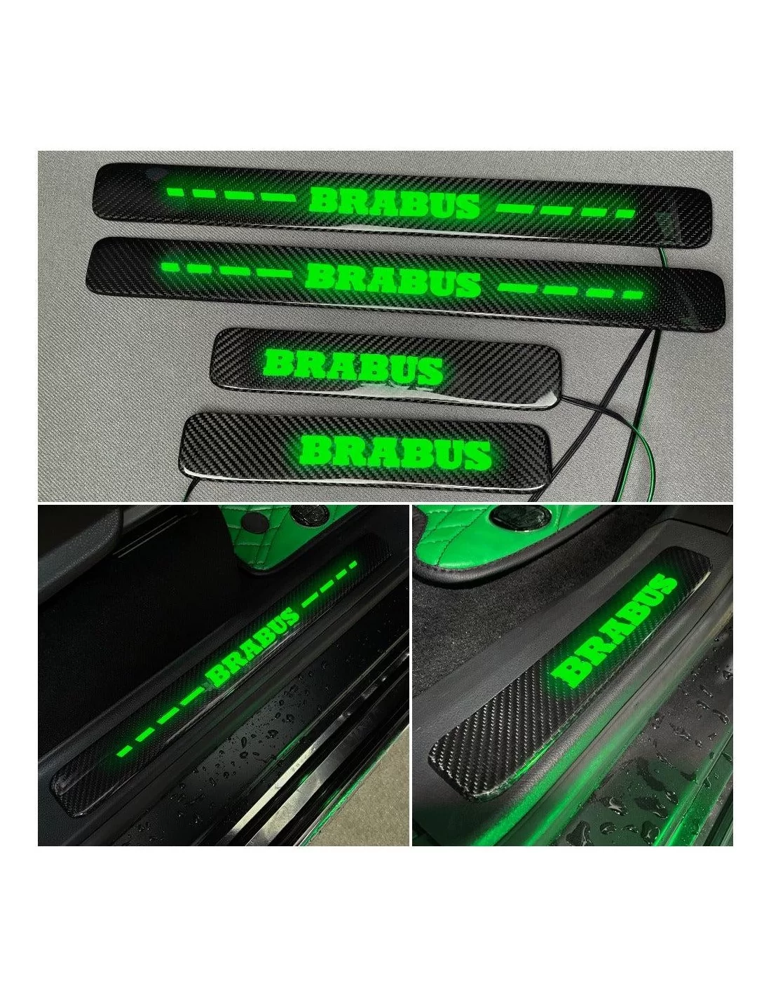 - Mercedes Benz - Podświetlane progi drzwi Brabus LED GREEN z włókna węglowego 4 szt. dla Mercedes-Benz W463A W464 G-Class - 1   - Mercedes Benz - Podświetlane progi drzwi Brabus LED GREEN z włókna węglowego 4 szt. dla Mercedes-Benz W463A W464 G-Class - 1