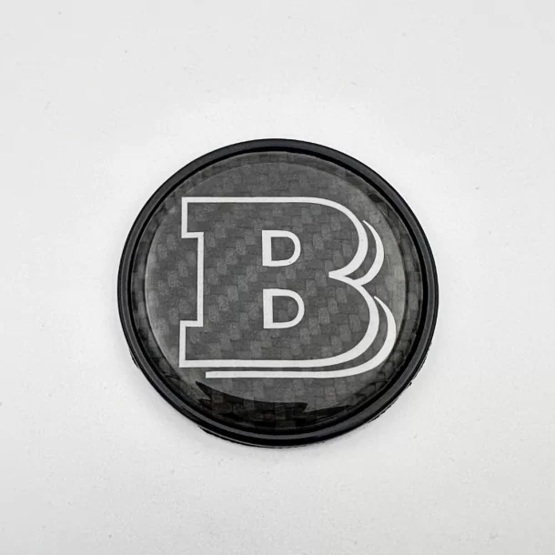  - logo & Emblems - 2-składnikowa szara metaliczna karbonowa plakietka Brabus Logo Emblemat 53 mm do osłony maski Mercedes-benz 