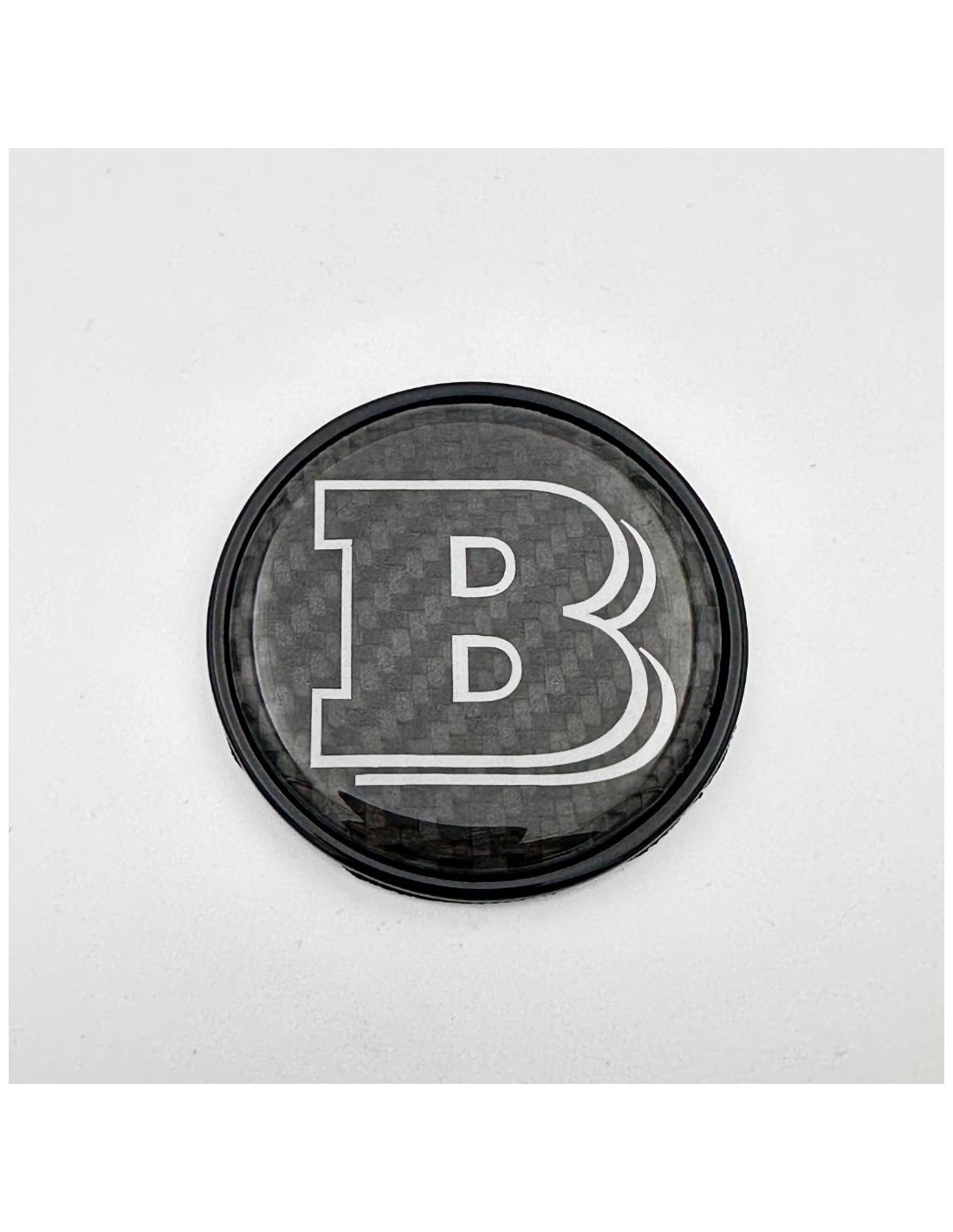  - Logos & Emblems - 2-component Grey Metallic Carbon Brabus Badge Logo Emblem 53mm For Hood Scoop Mercedes-benz W463a W464 G-cl