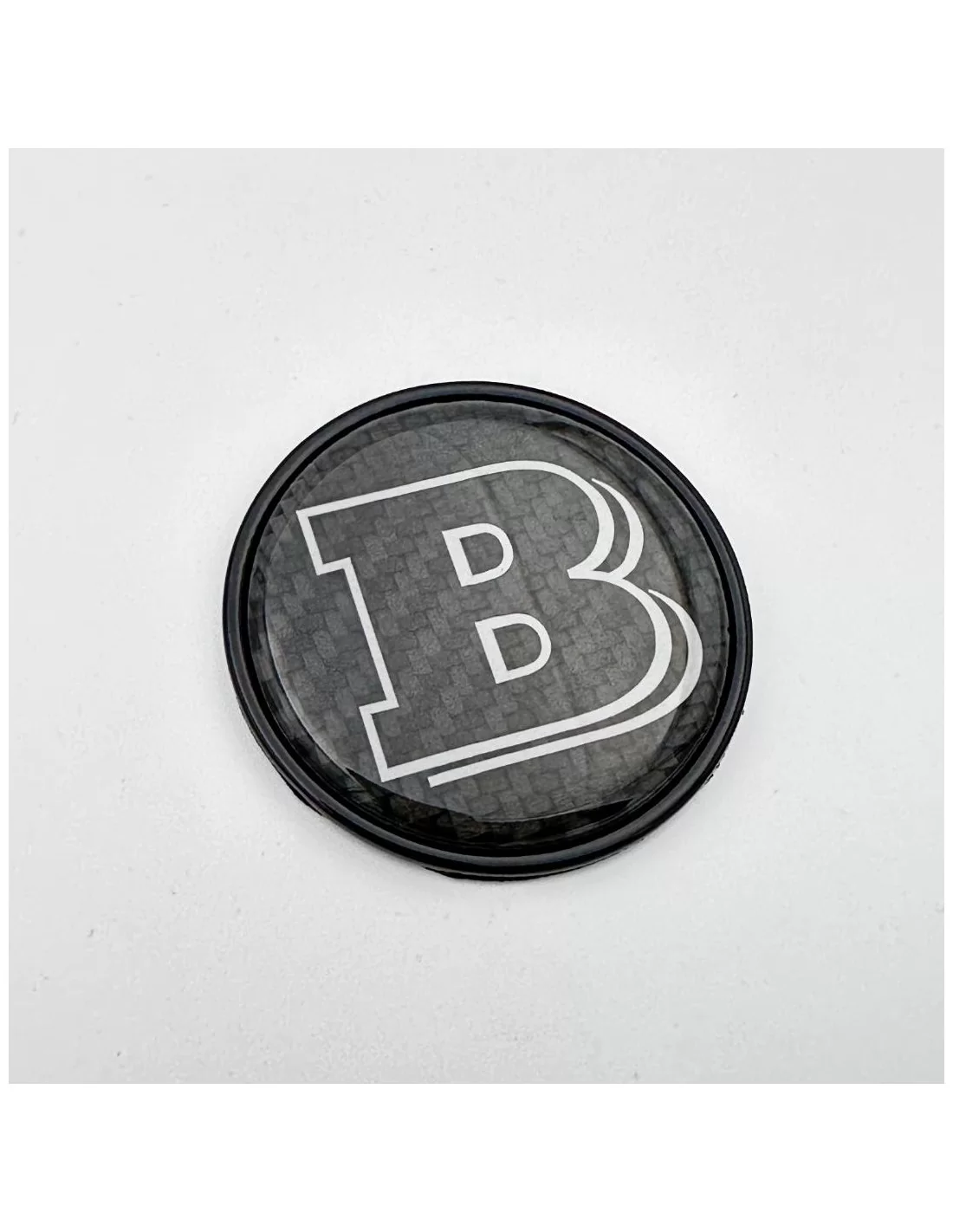  - Logos & Emblems - 2-component Grey Metallic Carbon Brabus Badge Logo Emblem 53mm For Hood Scoop Mercedes-benz W463a W464 G-cl