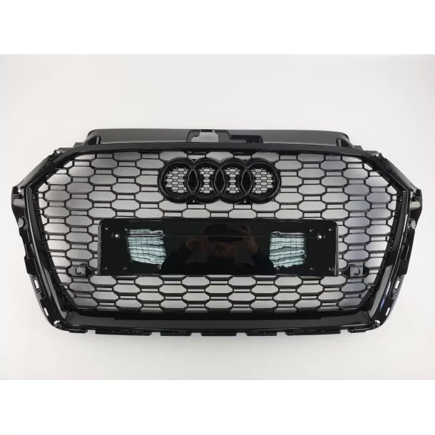 奥迪 A3 8V 2016-2020 RS3 黑色 Quattro 风格瓦本格栅 Audi, Audi A3 2016-2020 (8V) Audi