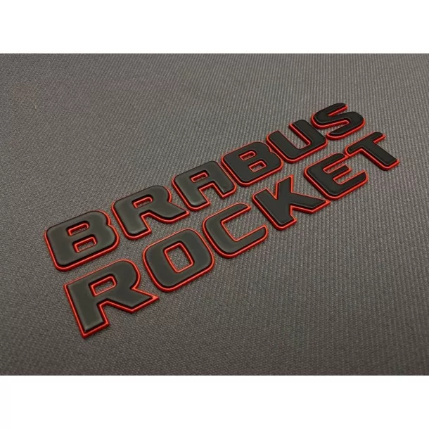  - logo & Emblems - Set de badges métalliques Brabus Rocket Style rouge avec emblèmes noirs pour voitures Mercedes-Benz - 1 - Re