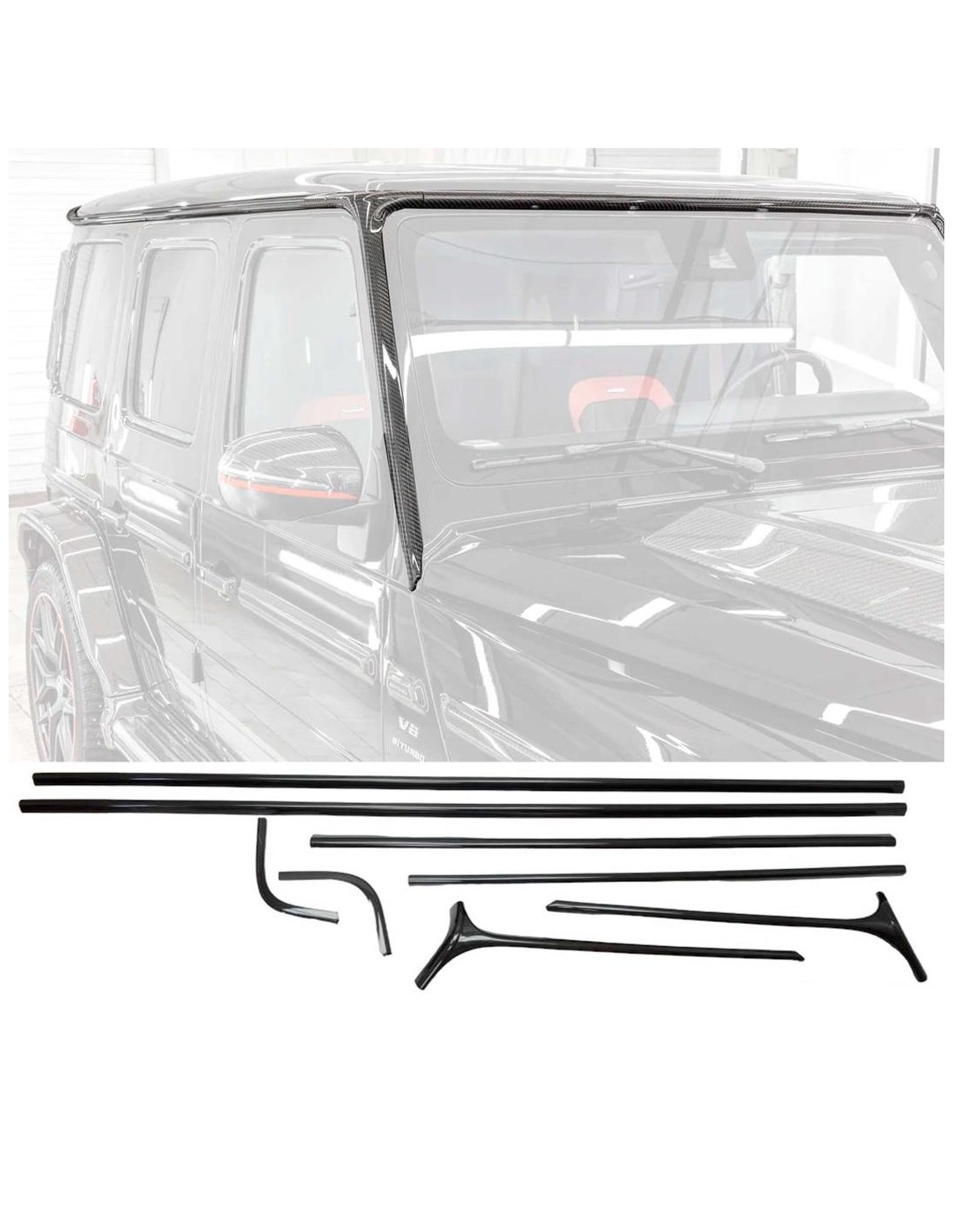  - Mercedes-Benz - カーボンファイバーアッパーモールディング ルーフトリム メルセデスGクラス W463A W464 AMG G63 - 1 - Mercedes-Benz カーボンファイバーアッパーモールディング ルーフトリム メルセデ