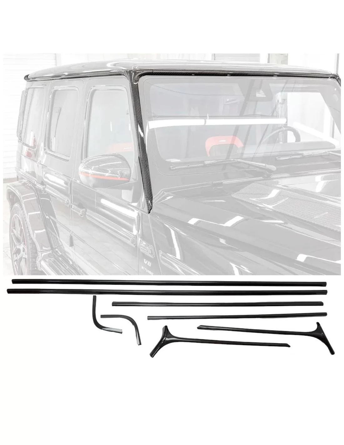 - Mercedes-Benz - Kolfiber övre lister takklädsel Mercedes G-Klass W463A W464 AMG G63 - 1 - Förbättra din Mercedes-Benz W463A W  - Mercedes-Benz - Kolfiber övre lister takklädsel Mercedes G-Klass W463A W464 AMG G63 - 1 - Förbättra din Mercedes-Benz W463A W