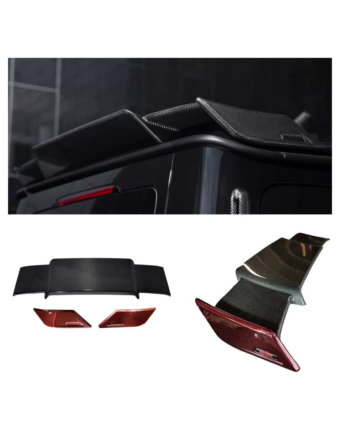 - Mercedes Benz - Alerón de techo trasero de fibra de carbono rojo Brabus Rocket Style para Mercedes-Benz W463 - 1 - Compre el - Mercedes Benz - Alerón de techo trasero de fibra de carbono rojo Brabus Rocket Style para Mercedes-Benz W463 - 1 - Compre el