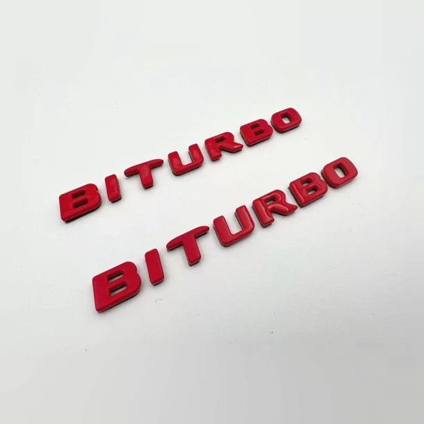  - Logos & Emblems - メルセデスベンツ車用 レッドメタリック ブラバス BITURBO サイドロゴバッジセット - 1 - Logos & Emblems メルセデスベンツ車用 レッドメタリック ブラバス BITURBO サイドロゴバッ