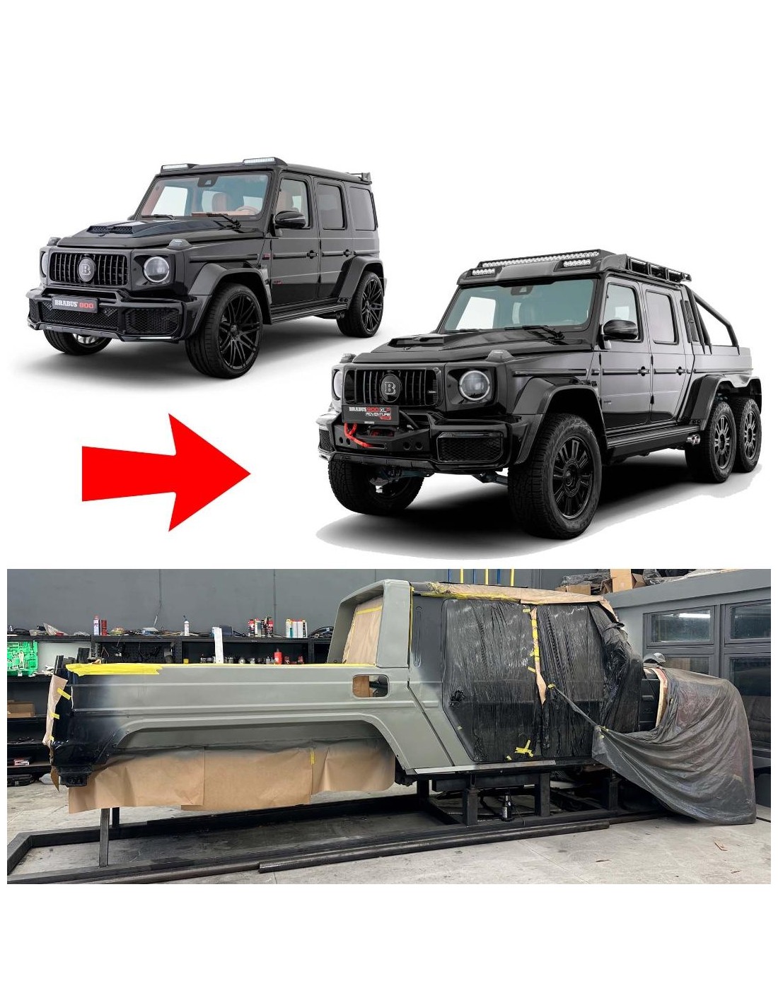 - G Class W463A XLP 900 6x6 - Carrocería trasera pick up de acero inoxidable para Clase G W463A XLP 900 6x6 - 1 - Carrocería tr