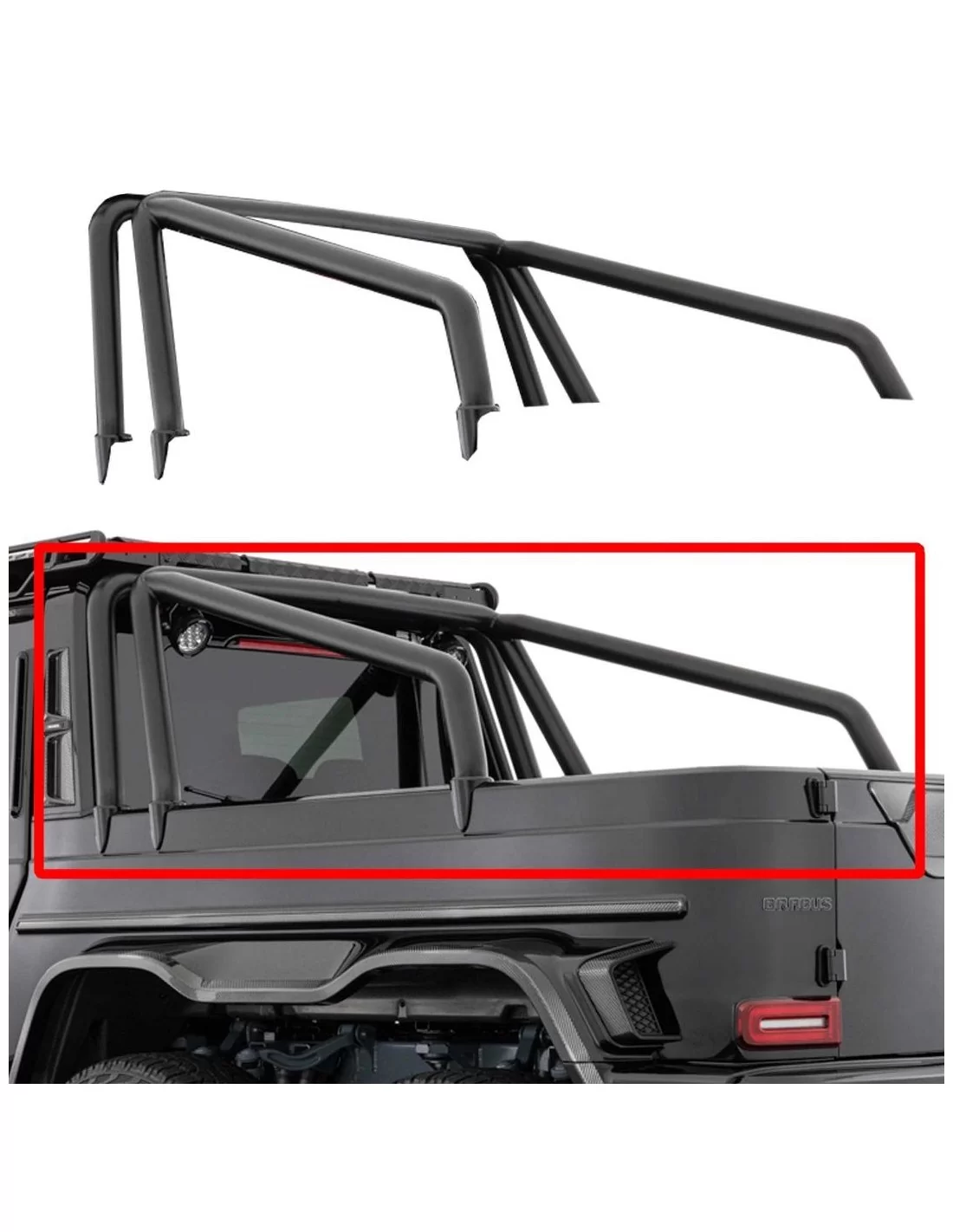 - Mercedes-Benz G-Class 2018+ (W463A) XLP 900 6x6 - Arco superior traseiro em aço inoxidável para Mercedes-Benz W463A 6x6 Class - Mercedes-Benz G-Class 2018+ (W463A) XLP 900 6x6 - Arco superior traseiro em aço inoxidável para Mercedes-Benz W463A 6x6 Class