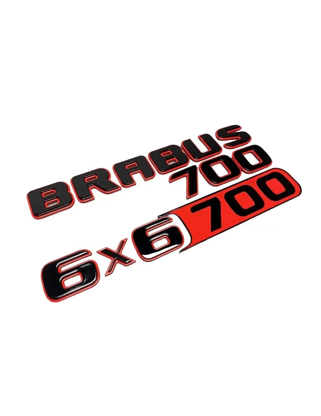 - logo & Emblems - Ensemble de badges Brabus 700 6x6 Style rouge avec emblèmes noirs pour Mercedes-Benz W463 6x6 - 1 - Achetez 