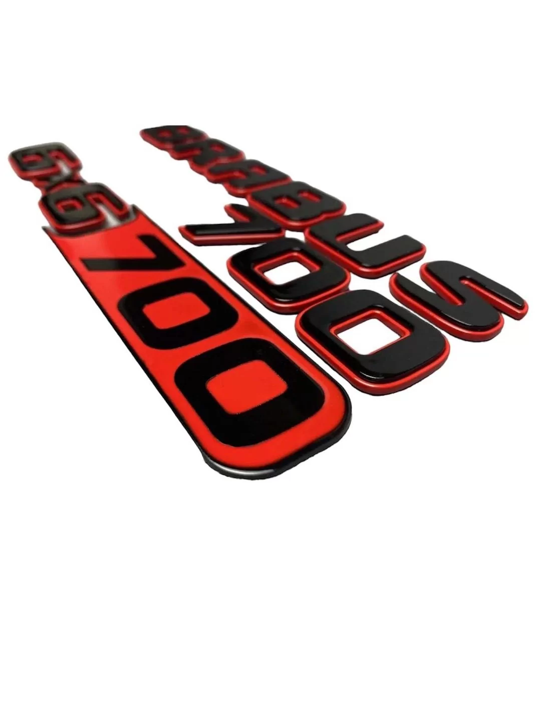  - logo & Emblems - Juego de insignias metálicas Brabus 700 6x6 Style rojo con emblemas negros para Mercedes-Benz W463 6x6 - 3 -