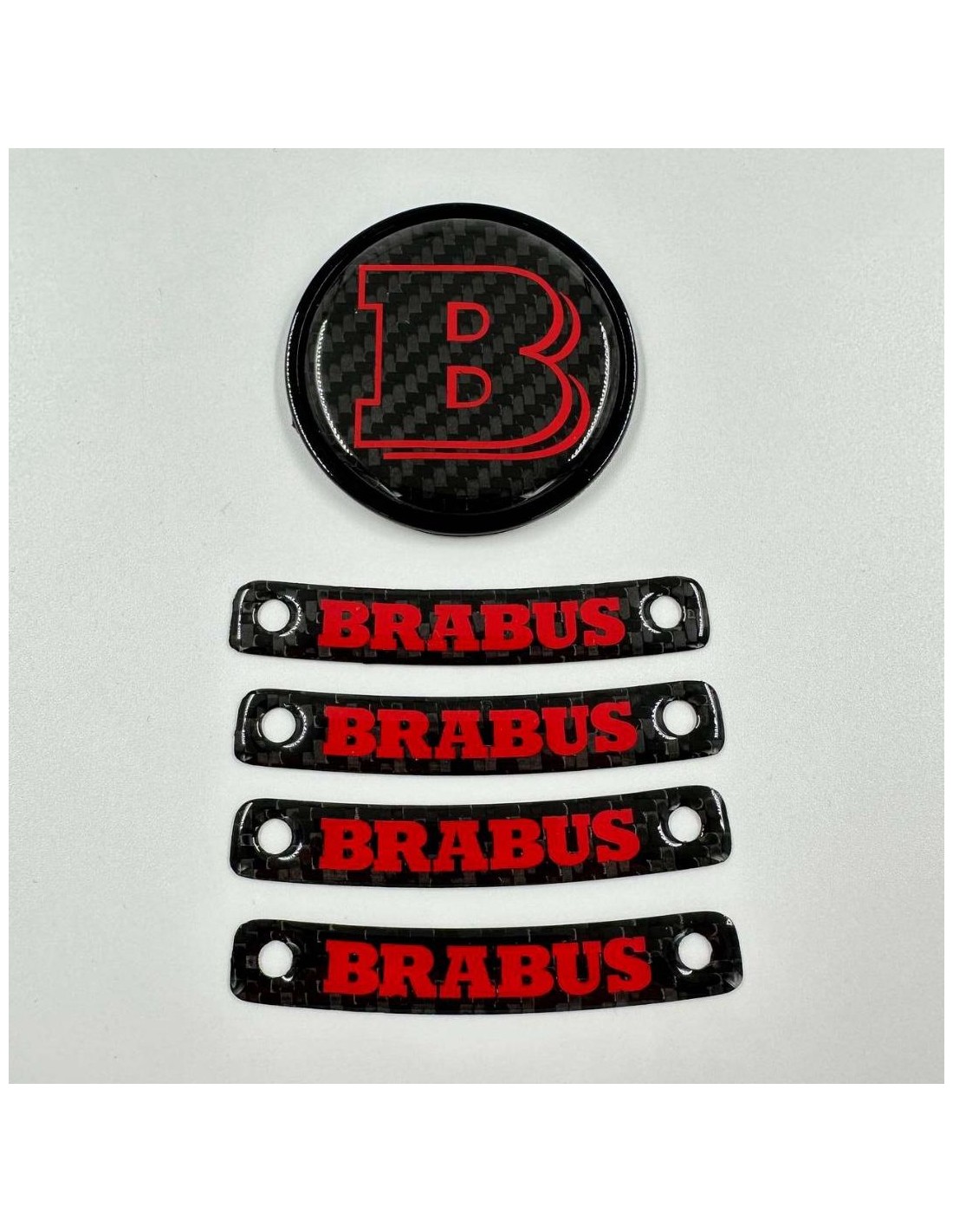  - Logos & Emblems - Brabus RED badge logo emblem set för Mercedes-Benz W463A W464 G-Klass - 1 - Förbättra din Mercedes-Benz G-k