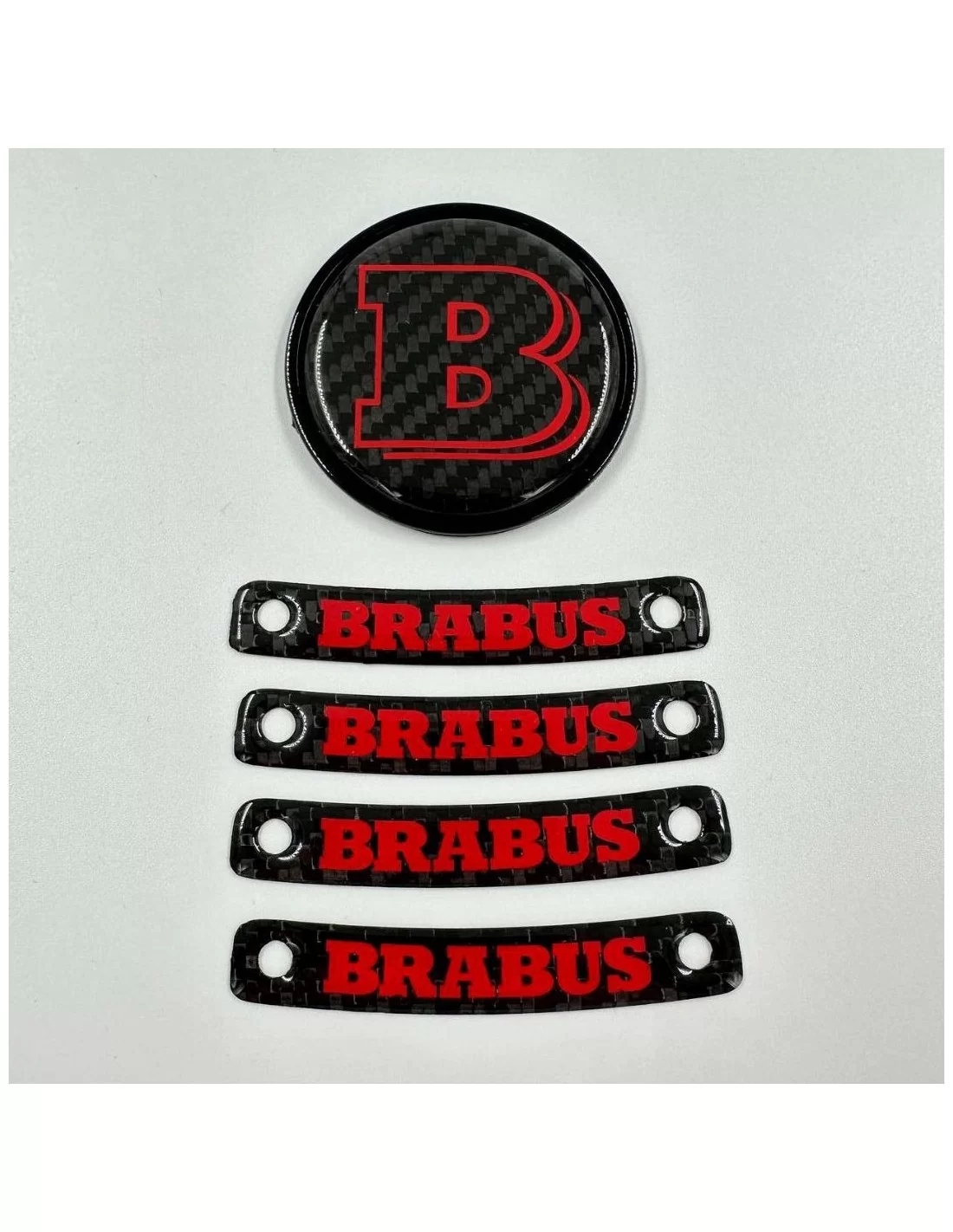  - Logos & Emblems - Conjunto de emblemas com logótipo Brabus RED para Mercedes-Benz W463A W464 Classe G - 1 - Melhore o seu Mer