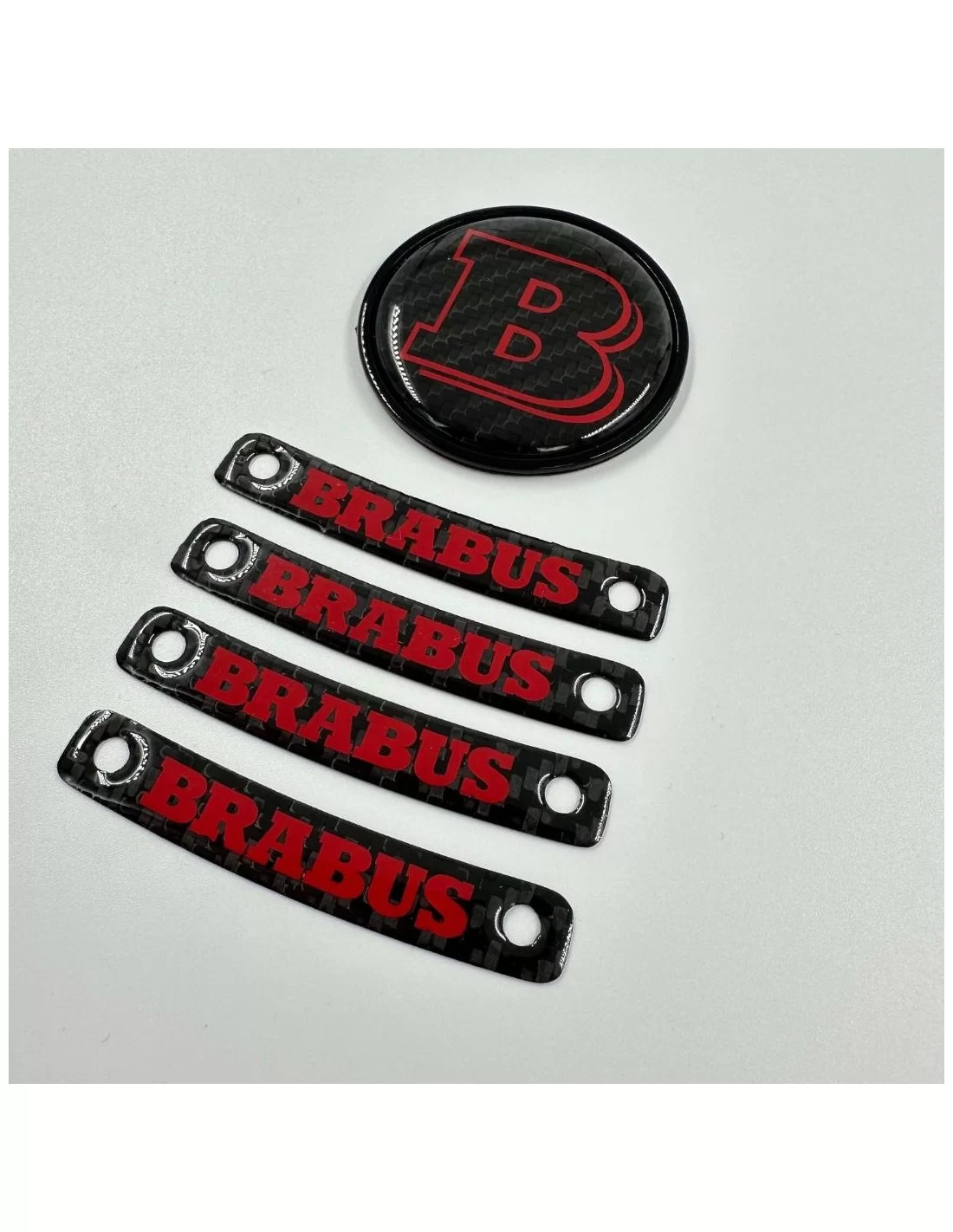  - Logos & Emblems - Conjunto de emblemas com logótipo Brabus RED para Mercedes-Benz W463A W464 Classe G - 2 - Melhore o seu Mer