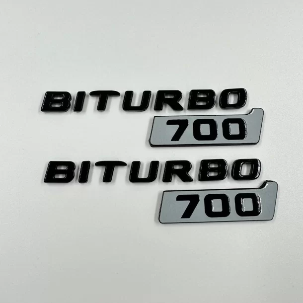  - Logos & Emblems - 金属灰色 Brabus 700 BITURBO 侧板徽章套装 奔驰 W463A W464 G 级轿车 - 1 - 为您的梅赛德斯-奔驰 W463A 和 W464 增添金属灰色 Brabus BITURBO 侧板标识