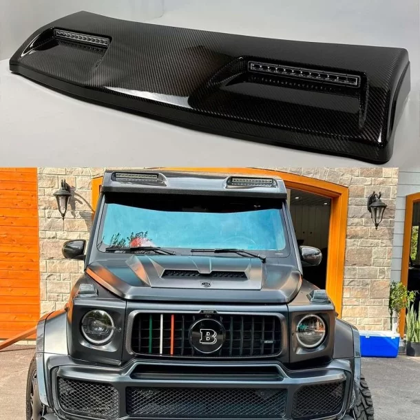 Becquet avant en fibre de carbone avec LEDs pour Mercedes-Benz W463A 4x4 par Tuneverse Mercedes Benz, G Class W463A 4x4, Extérie