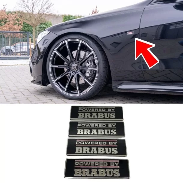  - logo & Emblems - Juego de emblemas de guardabarros metálicos POWERED BY BRABUS para Mercedes-Benz W223 - 1 - ¡Comprar Juego d