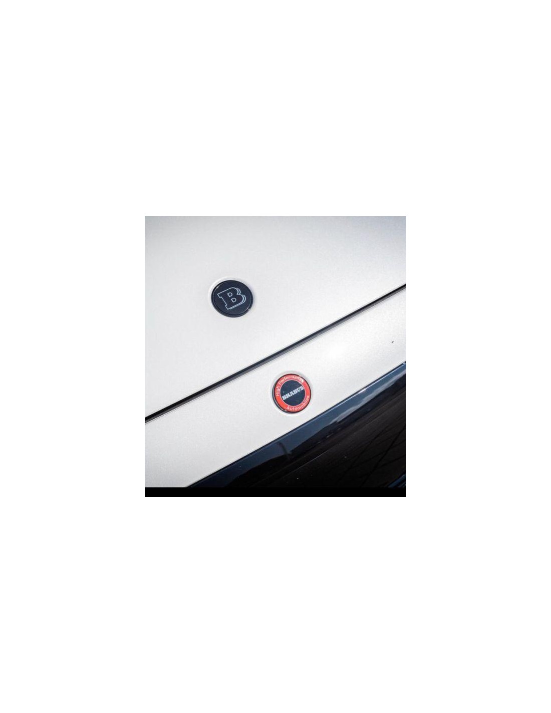  - Logos & Emblems - Metallic Brabus high performance motorkapembleem set voor Mercedes-Benz W223 S Klasse S 500 - 1 - Koop Meta