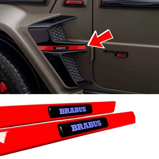 Червона вставка на крило зі світлодіодною синьою емблемою в стилі Brabus для Mercedes G Wagon W463A Mercedes Benz, Emblems, Merc
