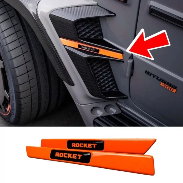  - Logos & Emblems - 橙色挡泥板嵌入式 LED 蓝色徽章 Brabus Rocket Style Badge for Mercedes G Wagon W463A W464 - 1 - 这款醒目的橙色挡泥板内嵌件具有 Brabus Ro