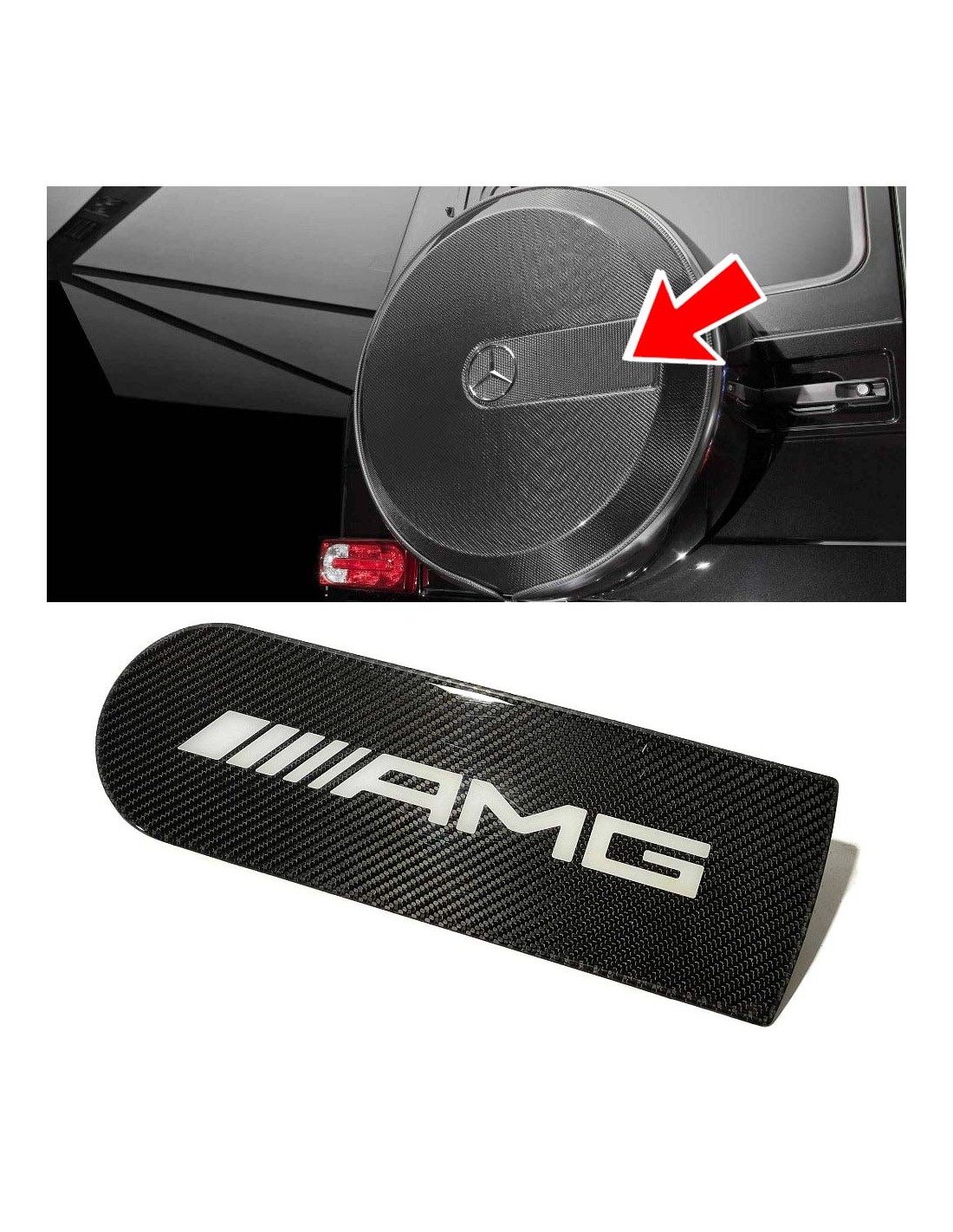  - logo & Emblems - Badge emblème logo en fibre de carbone pour roue de secours arrière AMG Mercedes-Benz W463A W464 G-Class G-W