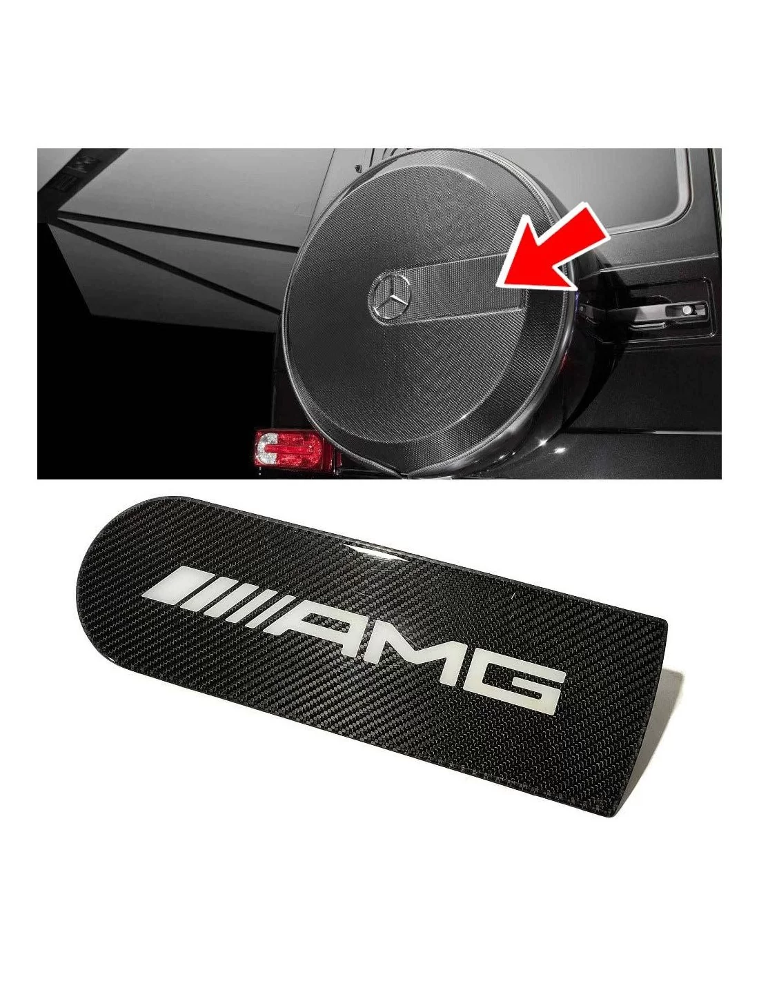  - logo & Emblems - Badge emblème logo en fibre de carbone pour roue de secours arrière AMG Mercedes-Benz W463A W464 G-Class G-W