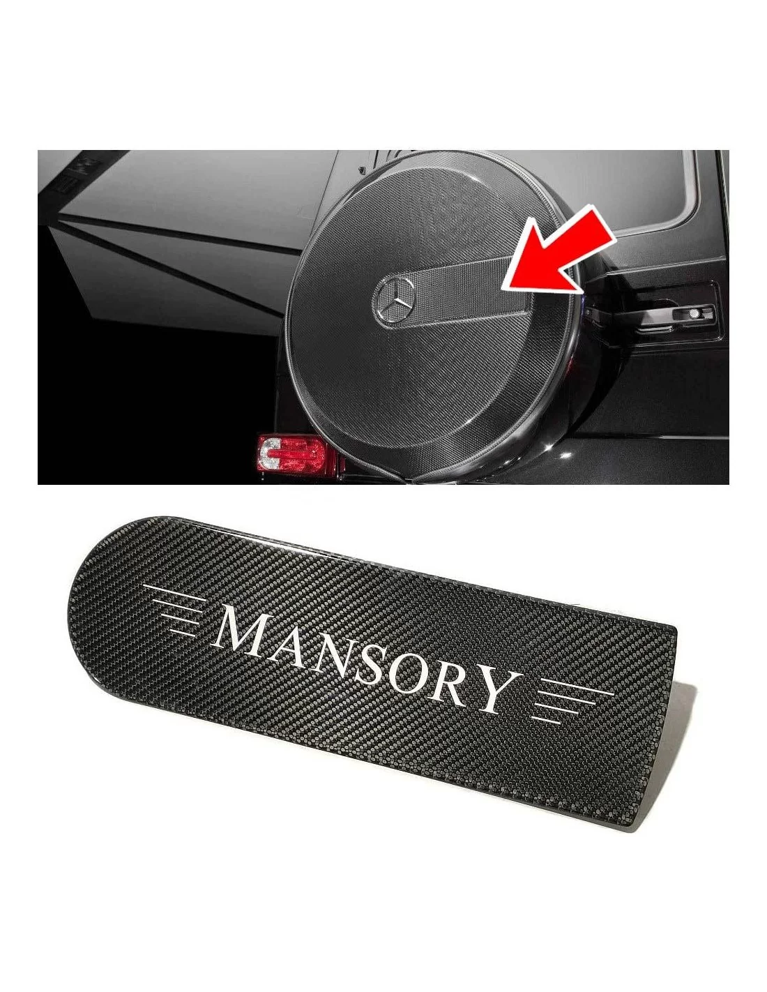  - logo & Emblems - Logo emblema distintivo in fibra di carbonio per la ruota di scorta posteriore Mansory Mercedes-benz W463a W