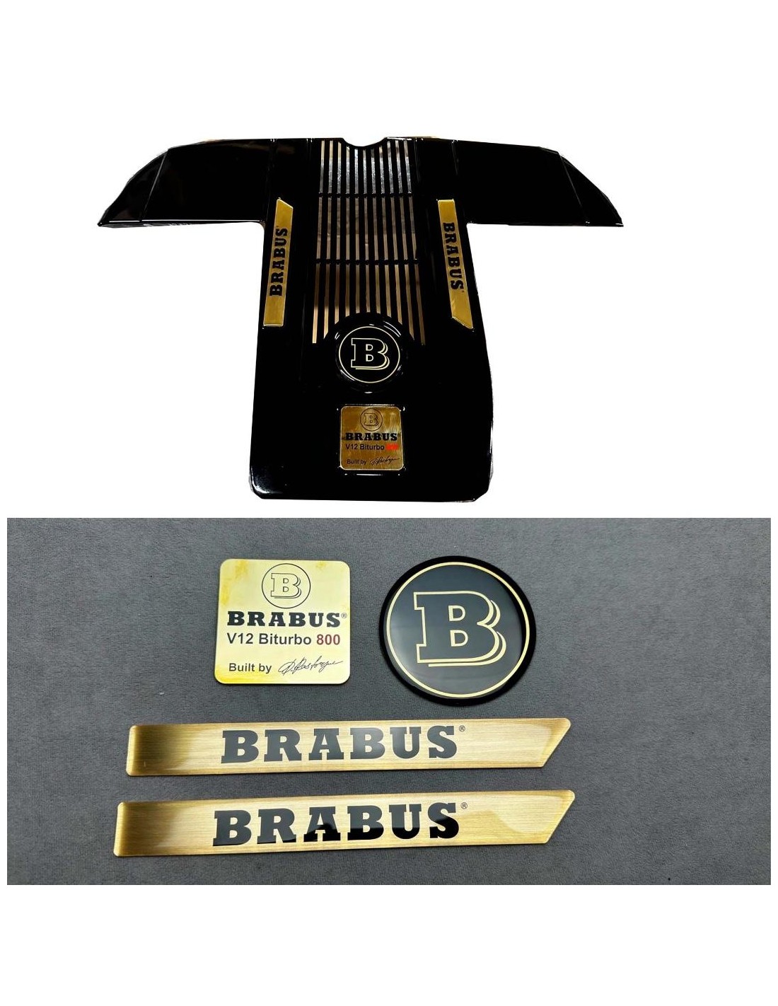  - Logos & Emblems - メタリック BRABUS 800 V12 BITURBO スタイル エンジン バッジ エンブレム セット メルセデスベンツ W463 用 - 1 - Logos & Emblems メタリック BRABUS 800