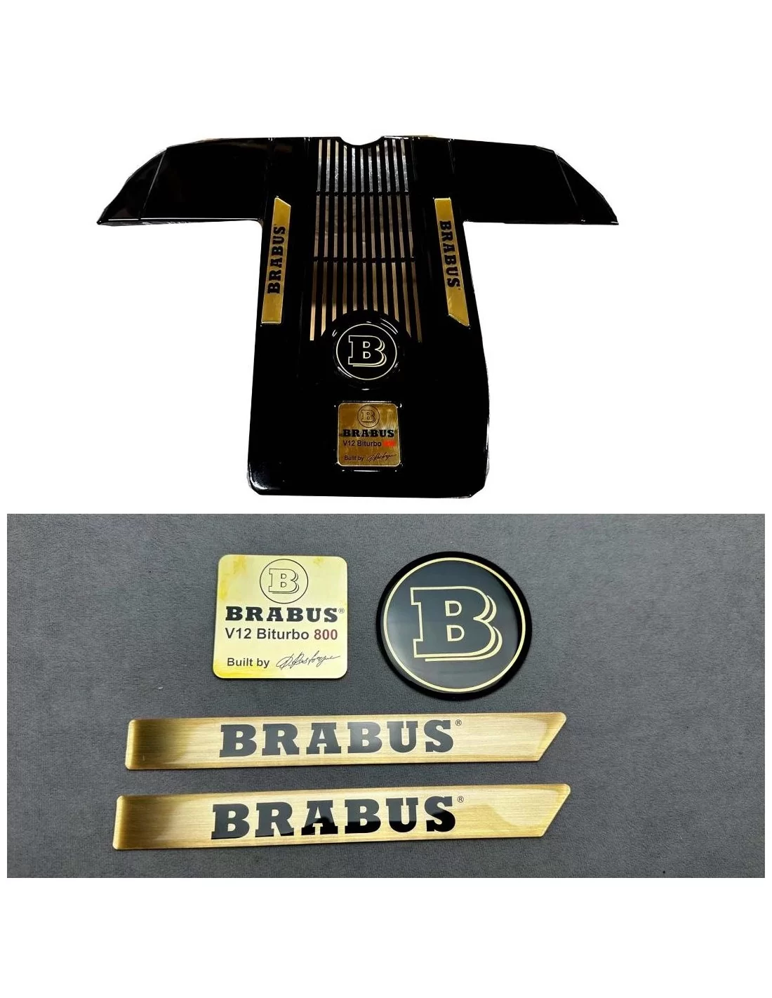  - Logos & Emblems - Conjunto de emblemas de motor metálico estilo BRABUS 800 V12 BITURBO para Mercedes-Benz W463 - 1 - Actualiz