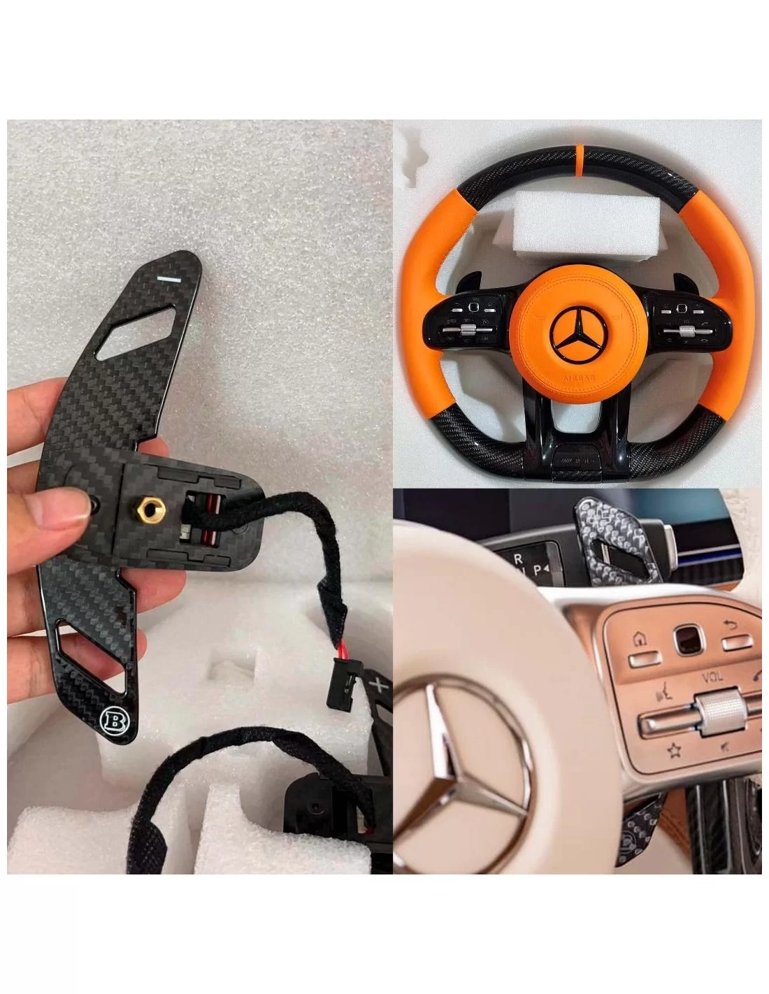  - Steering Wheels - Carbon fiber Gear Shift Paddles for steering wheel Mercedes-Benz W463a W464 Genuine BRABUS - 1 - Buy Carbon